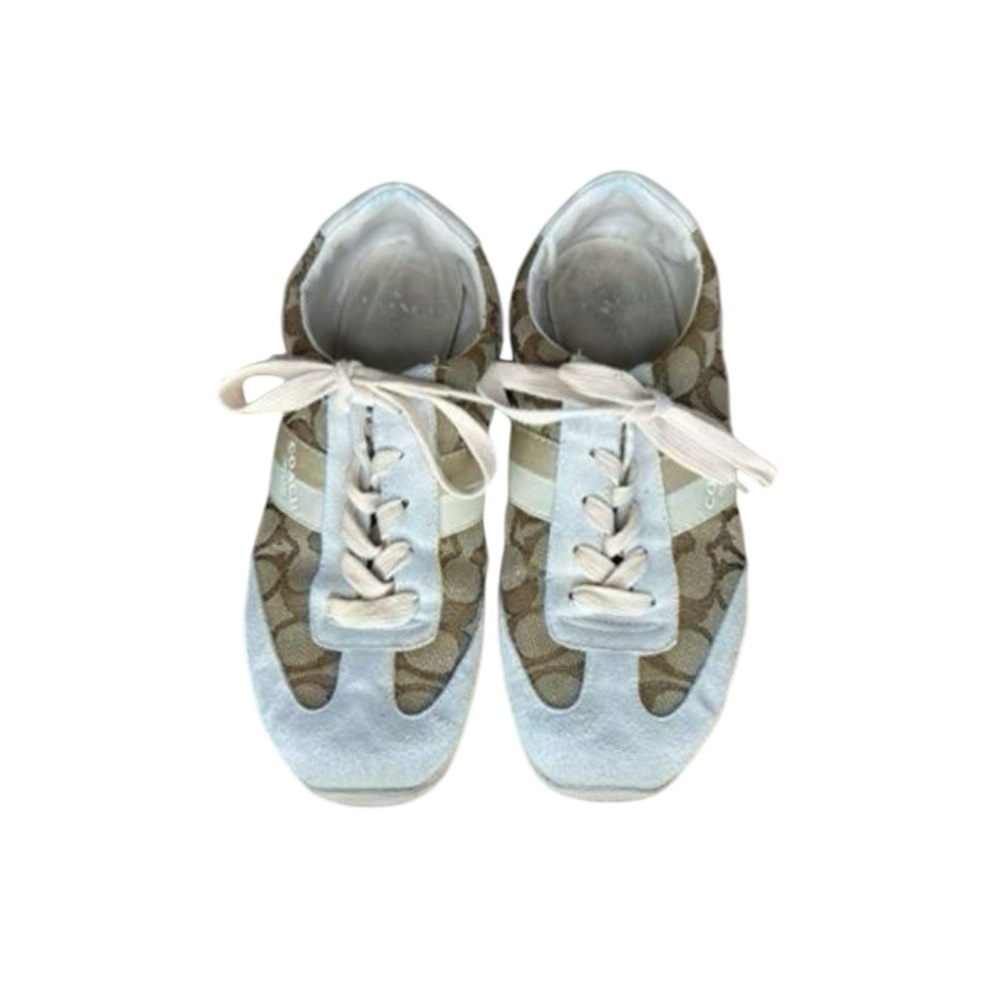 COACH Kelson Outline Signature Suede in Khaki and Chalk Womens Size 7 - Picture 5 of 16